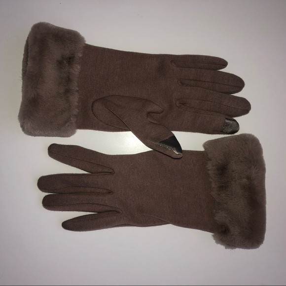 Fitted brown touchpad gloves - Picture 2 of 2
